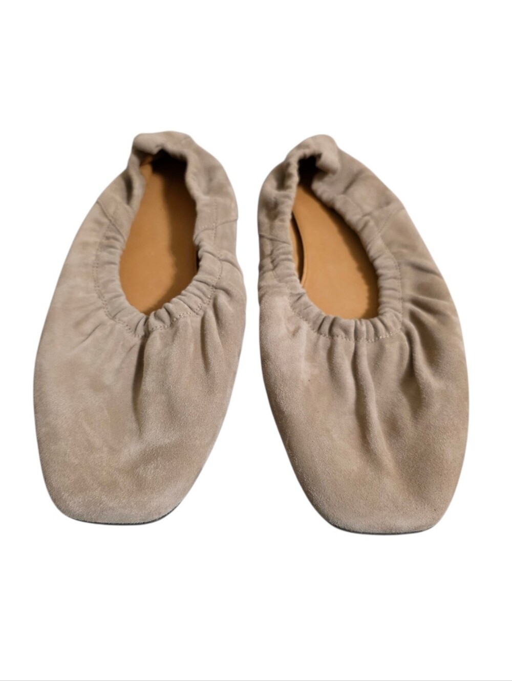 Banana Republic Ruched Suede Ballet Flat in Sandy Taupe Size 9 - Picture 2 of 5